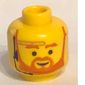 Minifig Head Obi-Wan Kenobi, Beard with Brown Trim Beard (forked below mouth) and Eyebrows, Headset Print [Blocked Open Stud]