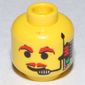 Minifig Head Aquaraider, Moustache Red, Headset, Red Eyebrows Print [Blocked Open Stud]