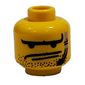 Minifig Head Crunch, Long Eyebrows, 2 Lines Mouth, Stubble and Headset Print