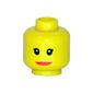 Minifig Head, Red Lips, Wide Smile, Small Eyelashes Print [Blocked Open Stud]