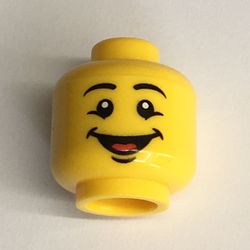 Minifig Head, Eyebrows, Open Mouth Smile with Tongue Print [Blocked Open Stud]