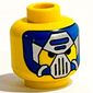 Minifig Head Hydronaut, Blue and Silver Mask Type 3 Print [Blocked Open Stud]