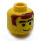 Minifig Head Soccer Player / Hockey Player, Brown Hair, Thick Arched Eyebrows and Stubble Print [Blocked Open Stud]