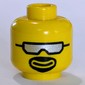 Minifig Head, Silver Sunglasses and Goatee Print
