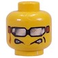 Minifig Head, Silver Sunglasses with Ribbon, Aggravated Grin Print [Blocked Open Stud]