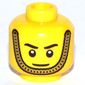 Minifig Head Royal Guard, White Pupils, Gold Chin Strap, and Smile Print