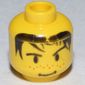 Minifig Head Mike / Soccer Player, Spiky Black Hair, Nose Freckles and Smirk Print