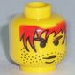 Minifig Head, Red Hair with Black Outline, Stubble Print [Blocked Open Stud]