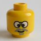 Minifig Head Time Cruisers Dr Cyber, Glasses with Gray Moustache, Crosseyed Print [Blocked Open Stud]