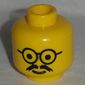 Minifig Head, Round Glasses, Moustache Print