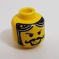 Minifig Head Knight, Moustache Curly, Gray Streaks in Hair Print [Blocked Open Stud]