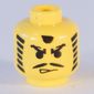 Minifig Head Ninja / Actor, Moustache Angry Eyebrows and Striped Sideburns Print [Blocked Open Stud]