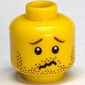 Minifig Head, Stubble Smile / Crinkled Mouth and Inverted Eyebrows Print