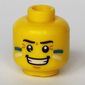 Minifig Head Tribal Chief, Face Paint with Blue and White Painted Cheeks and Grin