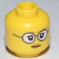Minifig Head Paleontologist, Glasses with Gray Frames and White Lenses, Eyelashes, Pale Brown Lips Print