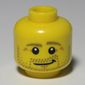 Minifig Head Carpenter, Beard Stubble, Dark Tan Eyebrows, Crow's Feet, Lopsided Smile Print [Hollow Stud]