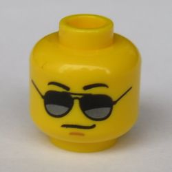 LEGO PART 3626cpr1663 Minifig Head, Black and Silver Sunglasses, Chin ...