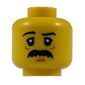 Minifig Head Janitor, Eyebrows, White Pupils, Bushy Moustache print [Hollow Stud]