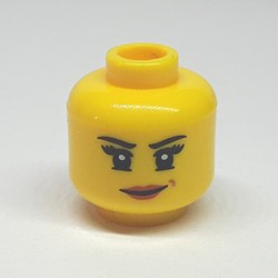Minifig Head Nya, Lopsided Grin with Pink Lips / Mechanical Goggles and Headset Print