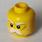 Minifig Head Snow Guardian, Bushy White Eyebrows, Mustache, and Stubble, Scar on Left Cheek, Neutral / Angry Print