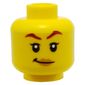 Minifig Head Skylor, Dark Red Eyebrows, Peach Lips Smile / Angry with White Face Paint Print