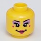 Minifig Head, Magenta Eye Shadow, Red Lips, Red Dots print