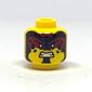 Minifig Head, Dark Red Facepaint, Black Sports, Smile / Angry Showing Teeth Print