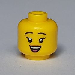 Minifig Head, Peach Lips, Open Mouth Smile / Sunglasses Print