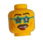 Minifig Head Jacob, Dark Turquoise Glasses, Teeth, Missing Tooth, Mustache, Smile / Scared print