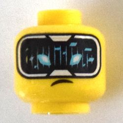 Minifig Head Jay, Reddish Brown Eyebrows, Freckles / HUD with Medium Azure Highlights Print