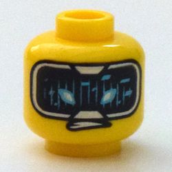 Minifig Head Cole, Eyebrows, Open Mouth / HUD with Medium Azure Highlights Print