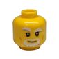 Minifig Head Merlok, Gray and White Beard, Thick Eyebrows, Right Raised Eyebrow, Dark Orange Cheek Lines Print