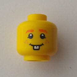 Minifig Head Easter Bunny Guy, Orange Eyebrows, Orange Freckles and Rabbit Teeth