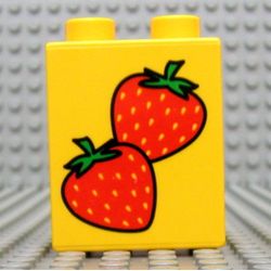Duplo Brick 1 x 2 x 2 with Strawberries Print