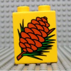 Duplo Brick 1 x 2 x 2 with Pinecone Print