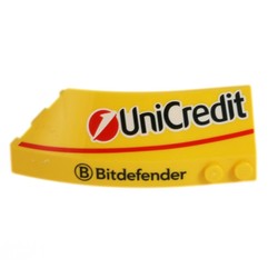 Wedge Curved 8 x 3 x 2 Open Right with White Lines 'UniCredit', 'Bitdefender' print