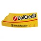 Wedge Curved 8 x 3 x 2 Open Right with White Lines 'UniCredit', 'Bitdefender' print
