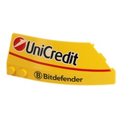 Wedge Curved 8 x 3 x 2 Open Left with White Lines 'UniCredit', 'Bitdefender' print