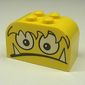 Brick Curved 2 x 4 x 2 Double with Monster Face Scared with Teeth Print