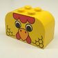 Brick Curved 2 x 4 x 2 Double with Chicken Face Print