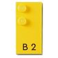 Braille Brick 2 x 4 with 2 Studs ⠃ and 'B 2' Print