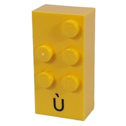 Braille Brick 2 x 4 with 5 Studs ⠾ and 'Ù' print