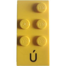Braille Brick 2 x 4 with 5 Studs ⠾ and 'Ú' print