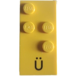 Braille Brick 2 x 4 with 4 Studs ⠳ and 'Ü' print