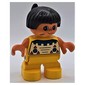 Duplo Figure, Early Child, Hair with Feather Black, Yellow Legs, Native American Decorations Print