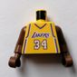 Torso Basketball Jersey, Los Angeles Lakers '34' Print, Long One Piece Arms Brown (NBA)
