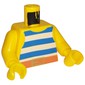 Torso Vest with Blue and White Stripes with Gold Belt Buckle Print, Yellow Arms and Hands