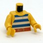 Torso Vest with Blue and White Stripes with Black Belt Buckle Print, Yellow Arms and Hands