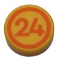 Tile Round 1 x 1 with Orange Circle, '24' print