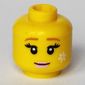 Minifig Head Fairy, Dark Orange Eyebrows, Eyelashes, White Flower, Pink Lips Print
